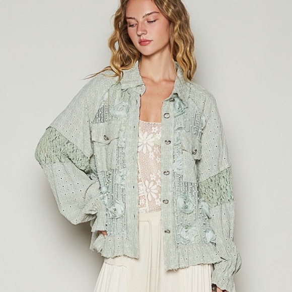 91 ❤️POL lace fabric Pearl jacket - Picture 5 of 6